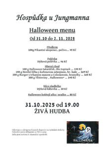 plakát na Halloween menu Hospůdka u Jungmanna