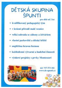 Reklamní leták dětské skupiny Špunti