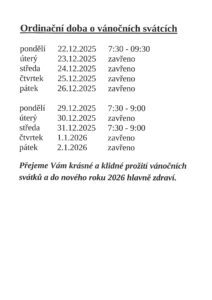 plakát ordinační doba PL o vánočních svátcích