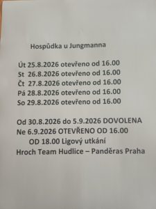 plakát s vypsanou dovolenou Hospůdka u Jungmanna