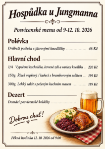 plakát posvícenského menu v Hospůdce u Jungmanna